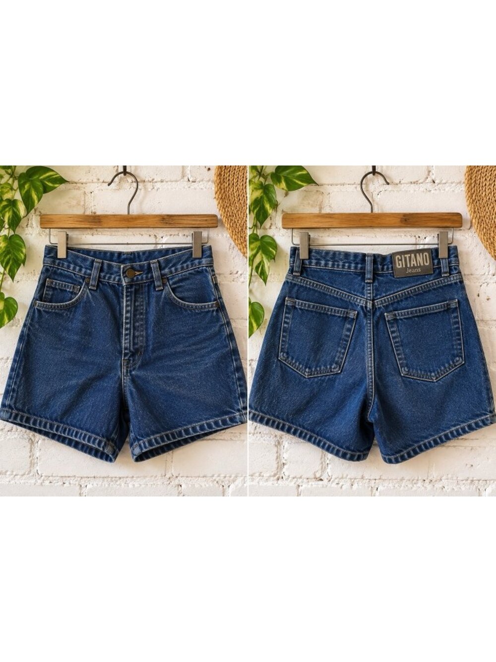 Vintage 80s Gitano Denim Shorts High Waist Dark Indigo Mom Jean Shorts Sz 6